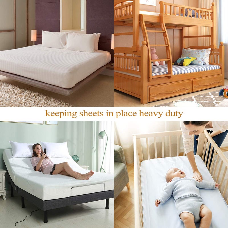 ZHOUBIN Bed Sheet Straps Under Mattress for Keep Sheets in Place, White, Set of 4 - Image 5